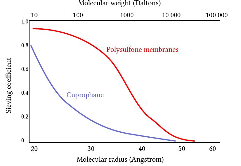 relationshp of sieving coefficient and molecule size